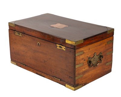 Lot 92 - A George III and later mahogany box with brass...