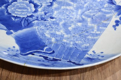 Lot 545 - Large blue and white porcelain charger...