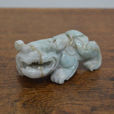 Lot 241A - Carved and polished jade temple dog Chinese,...