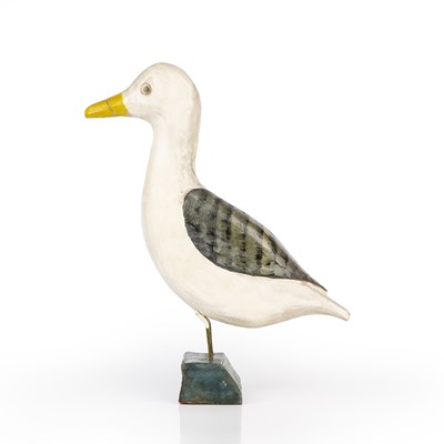 Lot 677 - Folk Art Model gull, 1974 signed 'PGG' for...