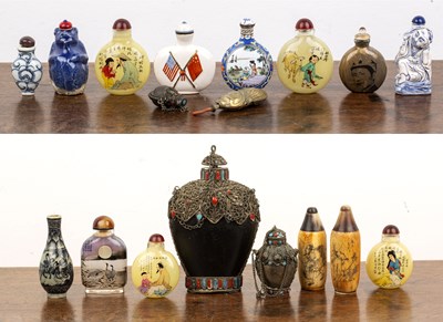 Lot 224 - Collection of enamel and other snuff bottles...