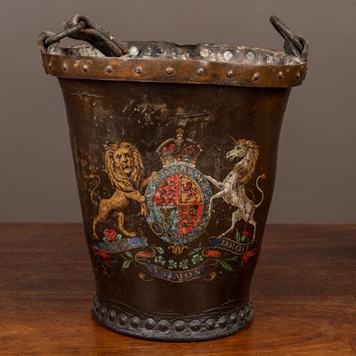 Lot 45 - An antique fire bucket with the Royal Coat of Arms