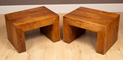 Lot 244 - A pair of teak side tables