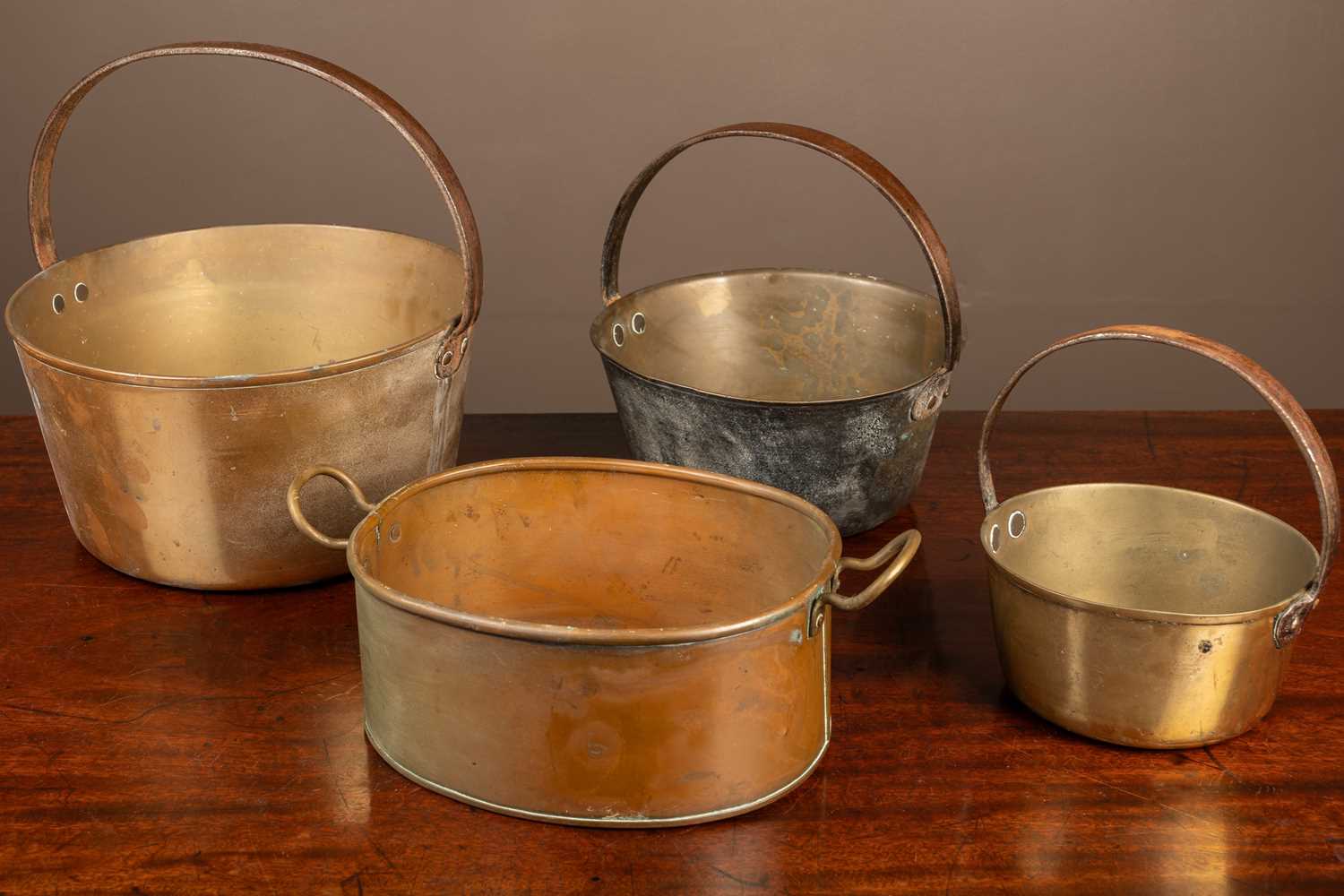 Lot 27 Three brass pots