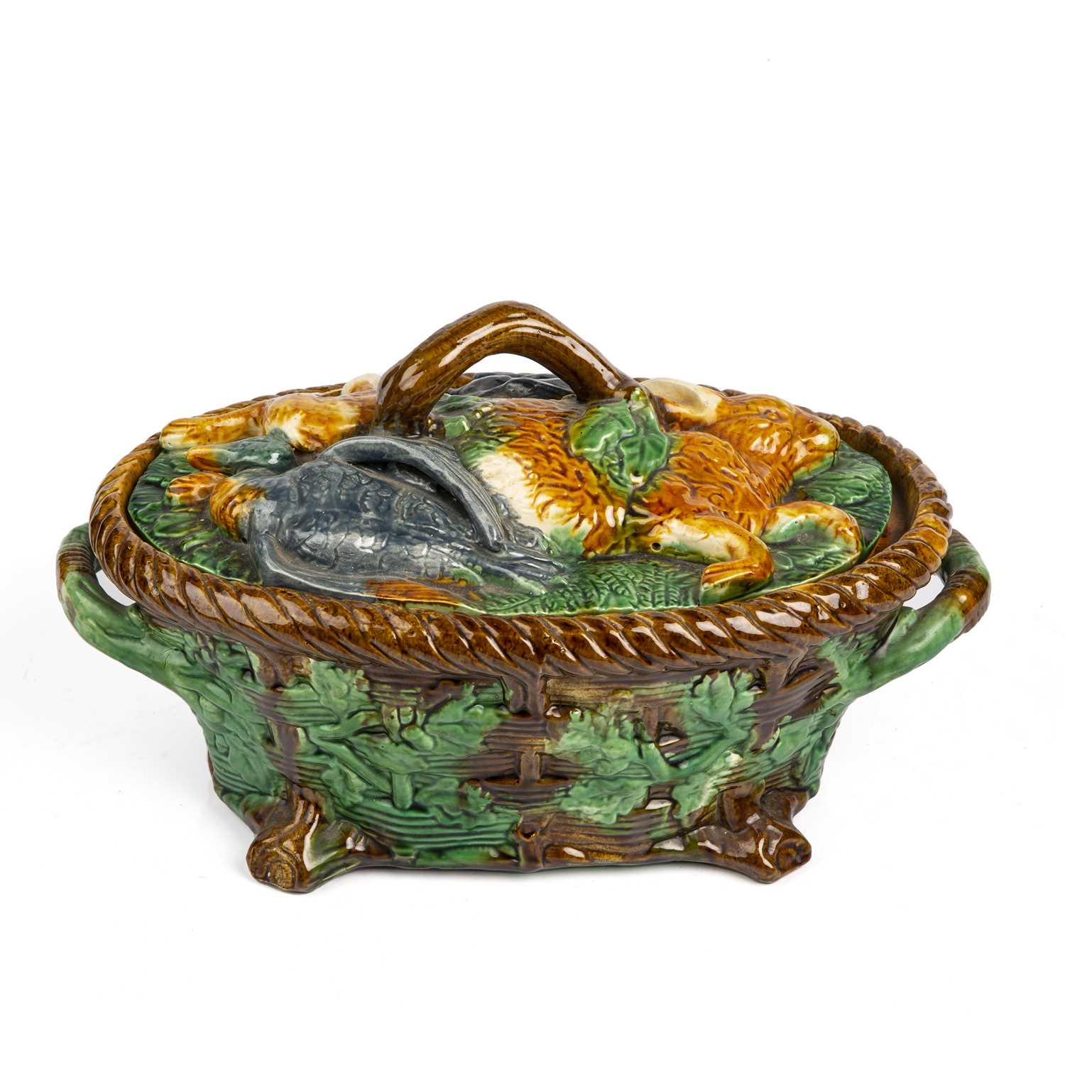 Lot 133 - A Victorian Majolica game tureen and cover...