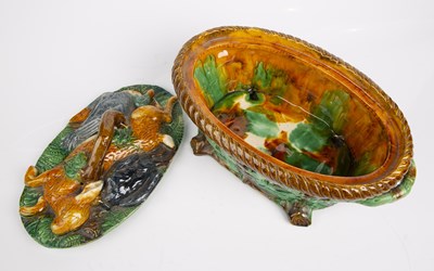 Lot 133 - A Victorian Majolica game tureen and cover...