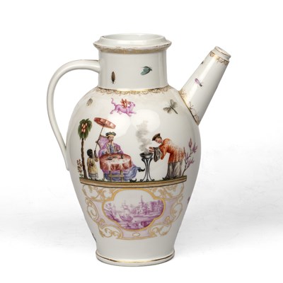 Lot 152 - A mid 19th century Meissen porcelain jug with...