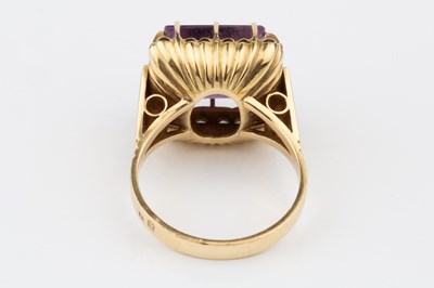 Lot 56 - An amethyst cocktail ring, the square cut...