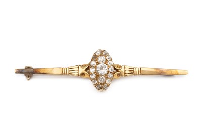 Lot 58 - A diamond set bar brooch, the central oval...