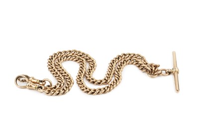 Lot 68 - A 9ct gold curb link double Albert chain, with...
