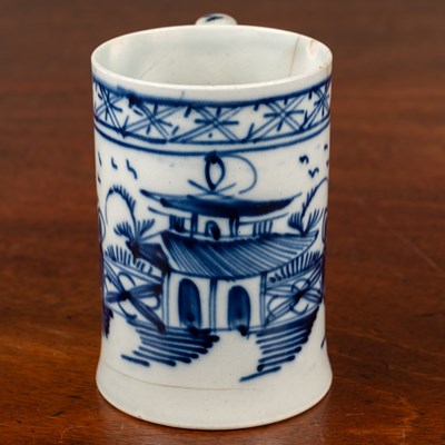 Lot 505 - An 18th century pearlware, possibly Liverpool, mug of small size