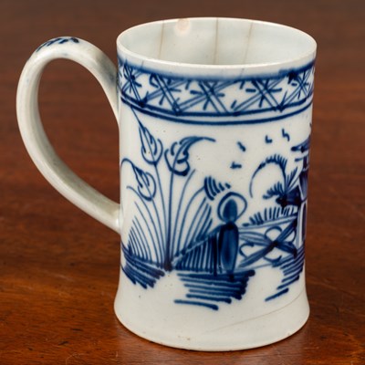 Lot 505 - An 18th century pearlware, possibly Liverpool, mug of small size