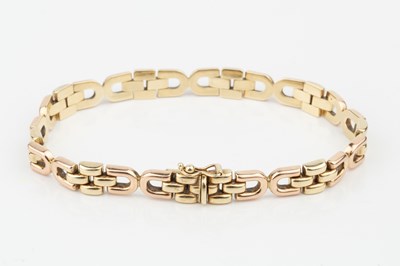 Lot 75 - A 9ct two-colour gold bracelet, composed of D...