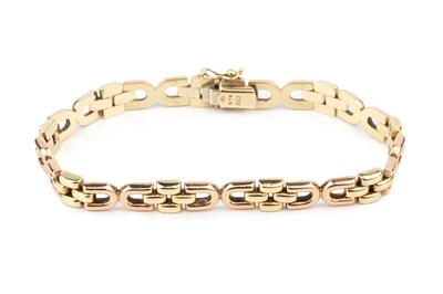 Lot 75 - A 9ct two-colour gold bracelet, composed of D...