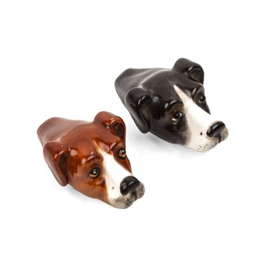 Lot 286 - Royal Worcester porcelain pair of hound head...