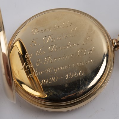 Lot 192 - 9ct gold cased Garrard half hunter pocket...