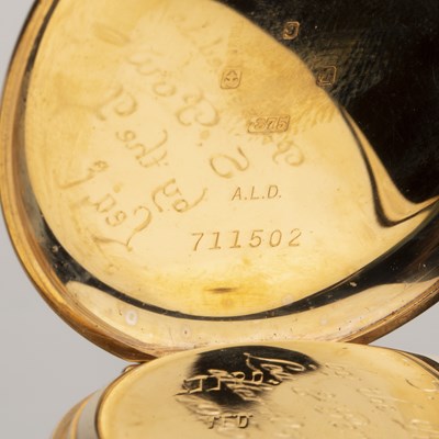 Lot 192 - 9ct gold cased Garrard half hunter pocket...