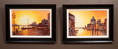 Lot 284 - A Reynolds, a pair of pictures depicting Venice at sunset