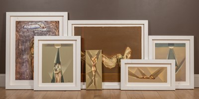 Lot 292 - Jahangir Hossain five abstract studies of nudes together with one other abstract Madonna and child