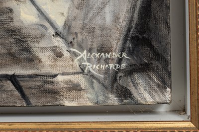 Lot 298 - Alexander Richards, a back alley scene with a cat