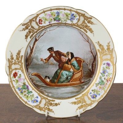 Lot 220 - Sevres porcelain cabinet plate 19th Century,...