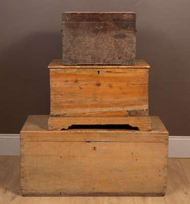 Lot 338 - Three old wooden boxes