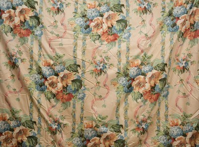 Lot 534 - Three matching pairs of silk lined curtains