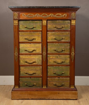 Lot 17 - An Empire style marble-topped filing chest