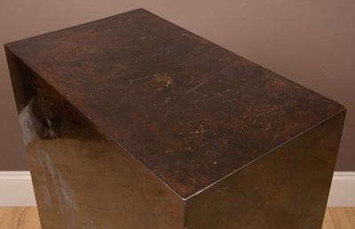 Lot 493 - A patinated brass-clad statue plinth