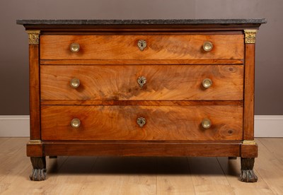 Lot 57 - A 19th century Empire style black marble-topped commode