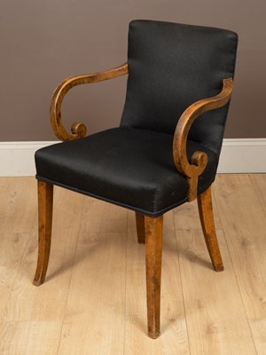 Lot 486 - A burr walnut framed open armchair