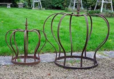 Lot 1202 - Two wrought iron 'crown' plant supports