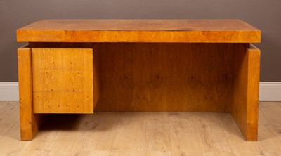 Lot 359 - A burr walnut Art Deco style desk