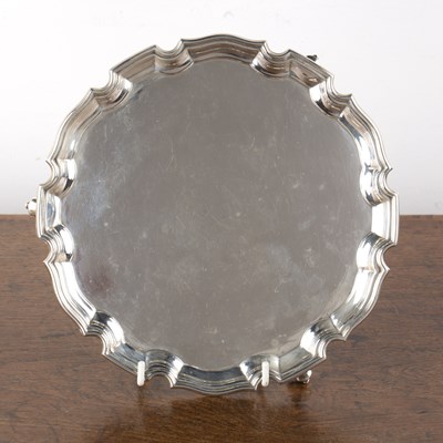 Lot 181 - George V silver card tray or salver with...