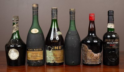 Lot 395 - A selection of Cognac and a bottle of Port