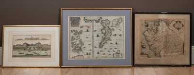 Lot 398 - Two maps and a print to include Willem Jansz Blaeu, 'Orcadum et Schetlandiae'