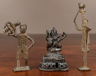 Lot 407 - A collection of small bronze and bronzed statuettes