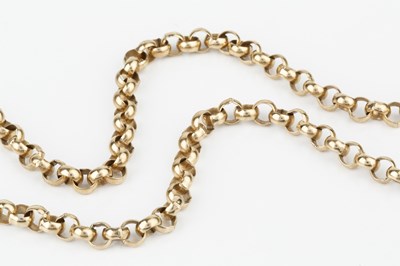 Lot 84 - A 9ct gold belcher link chain, stamped 9CT and...