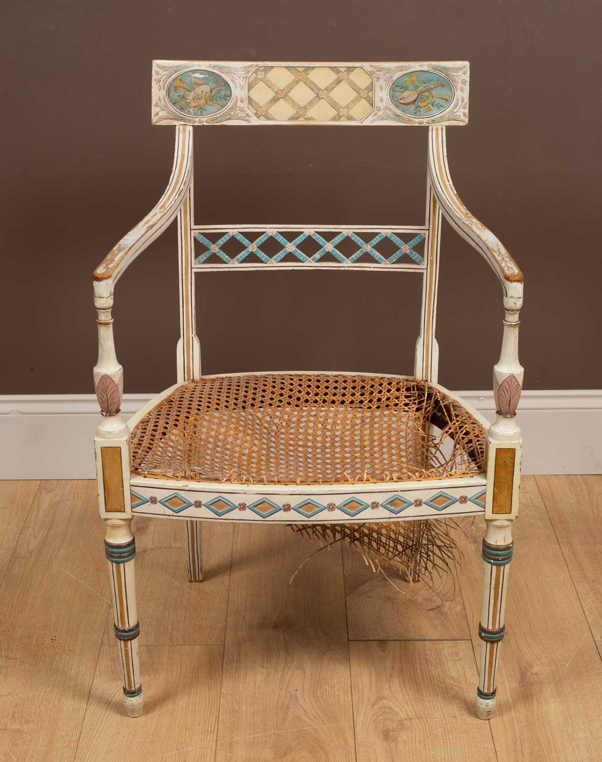 Lot 329 - A white painted Regency open armchair