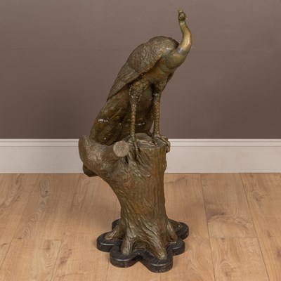 Lot 245 - A contemporary bronze sculpture of a peacock