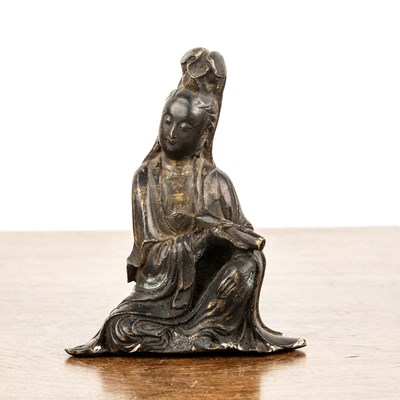 Lot 215 - Small bronze of Guanyin Chinese, the seated...