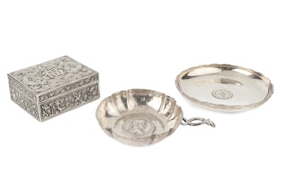 Lot 759 - A Chinese silver rectangular box, with hinged...