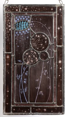 Lot 86 - Contemporary stained and etched glass panel,...