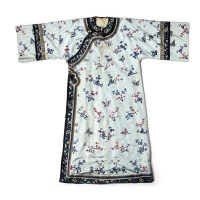 Lot 286 - Sky blue ground silk coat Chinese embroidered...