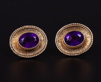 Lot 35 - A pair of amethyst earrings