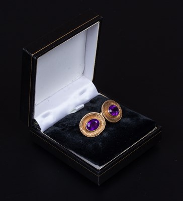 Lot 35 - A pair of amethyst earrings