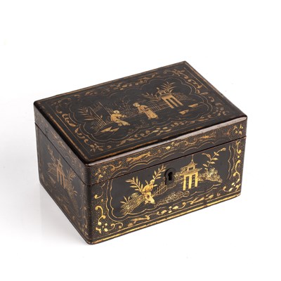 Lot 64 - A late 19th century chinoiserie lacquered tea...