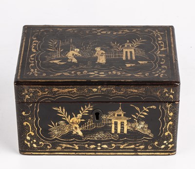 Lot 64 - A late 19th century chinoiserie lacquered tea...