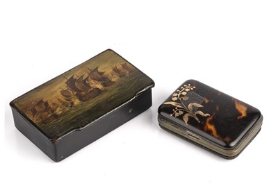 Lot 103 - A Victorian lacquered snuff box painted with...