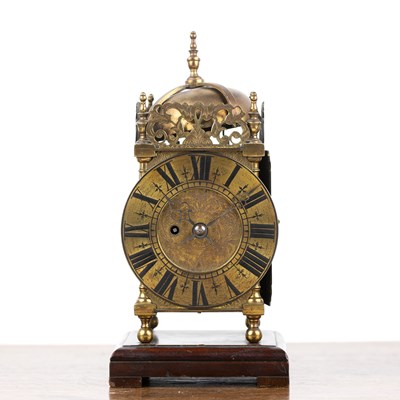 Lot 54 - Brass cased lantern striking clock early 20th...